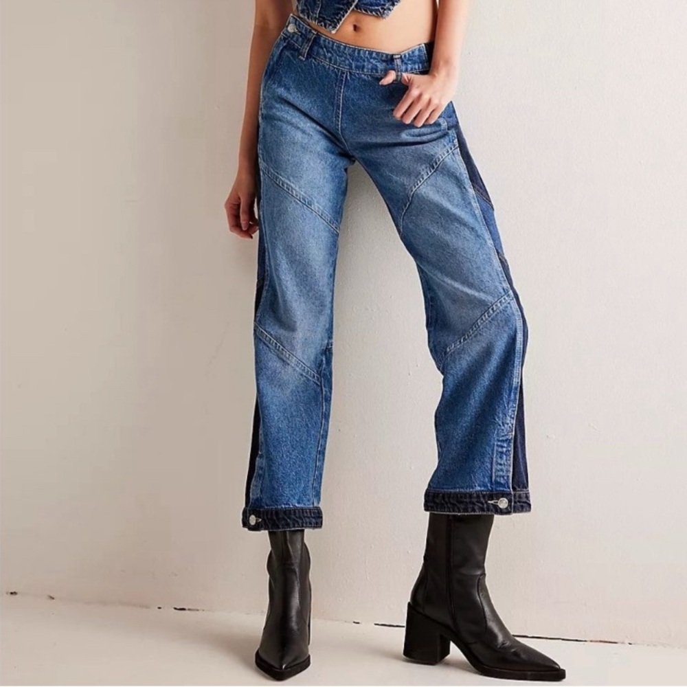 We The Free Moonlit Moto Slim Bootcut Jeans / Free People denim